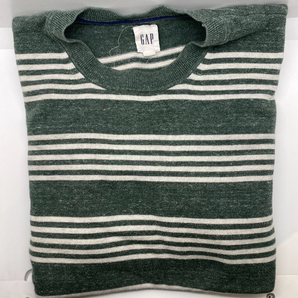 Gap Men's Sweater (Green, White Stripes) Medium - Picture 2 of 4